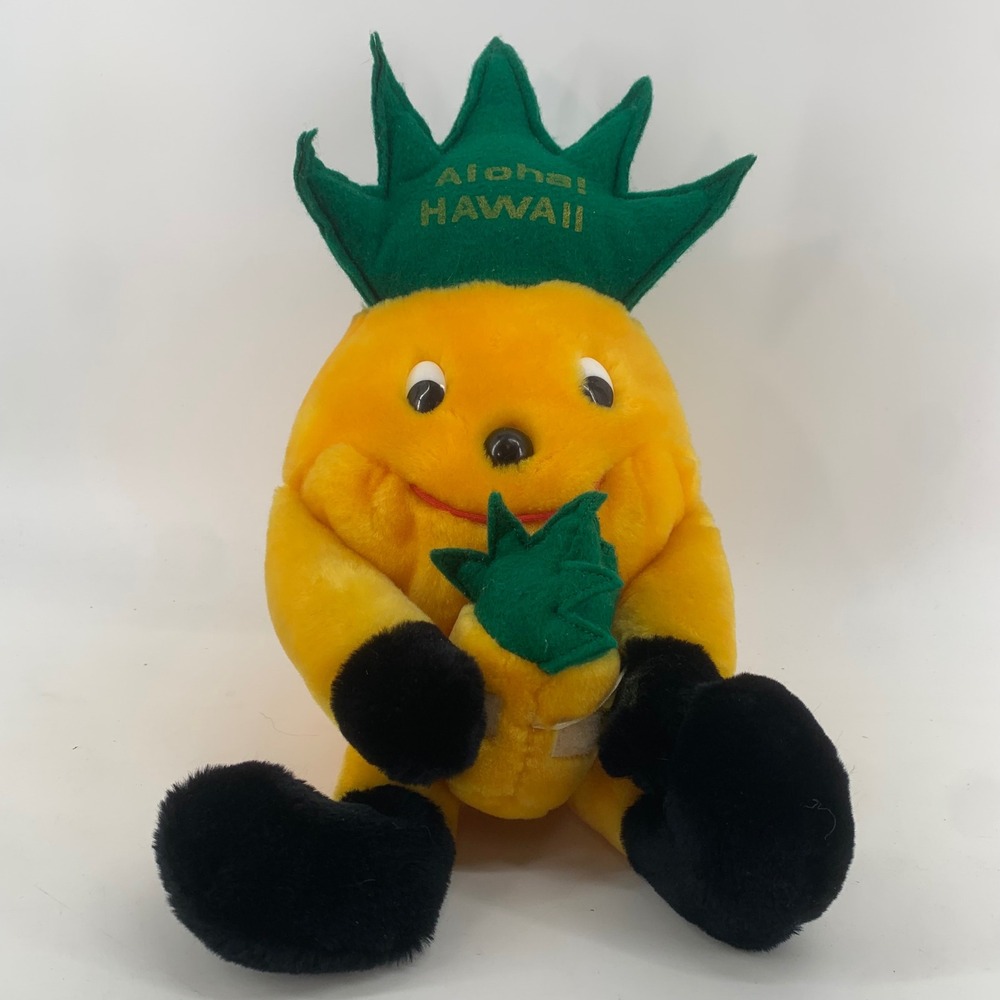 Vintage Aloha Hawaii Pineapple Plush Regency Marketing Corp Yellow Green 16"